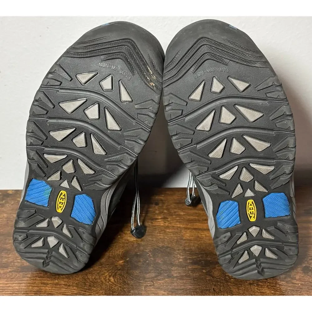 KEEN Big Kids' Levo Winter Waterproof Boots Black/Baleine Blue Sz 7 EUC